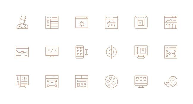 Minimal Line Icons from Web Design Set with 18 Vectors Modern Line and Glyph Icon Series