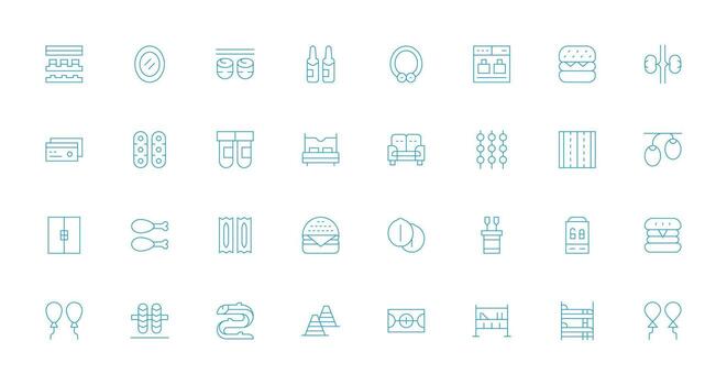 Double Design Icons featuring 32 in Thin Line Style Reusable Icon Set vector