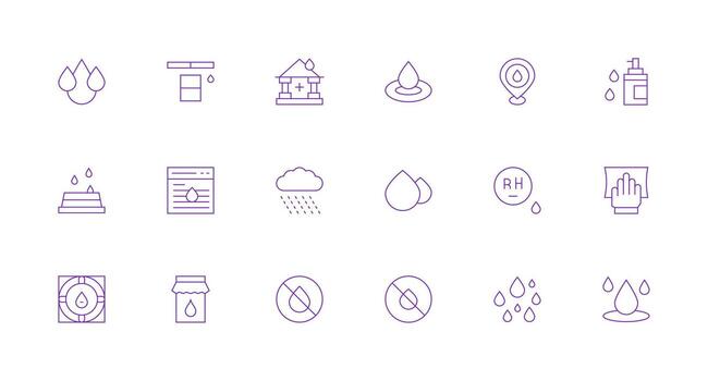 Moisture Set with 18 Minimal Line Icons Neatly Designed Icons for Web Platforms vector