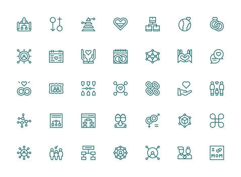 Relationship featuring 35 Icons in Regular Clean Line Design Functional Icon Series vector
