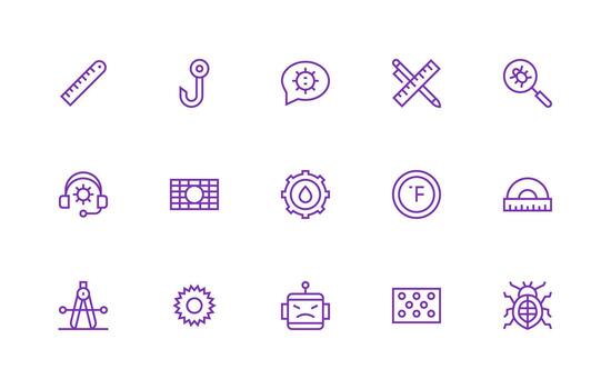 técnico icono conjunto con 15 regular línea gráficos estándar icono paquete vector