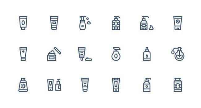 18 Icons for Lotion in Strong Stroke Line Format Customizable Icon Series for Mobile Screens vector