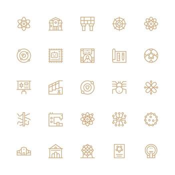 Schematic Icon Set with 25 Medium Stroke Outline Graphics Multi-Style Icon Collection vector