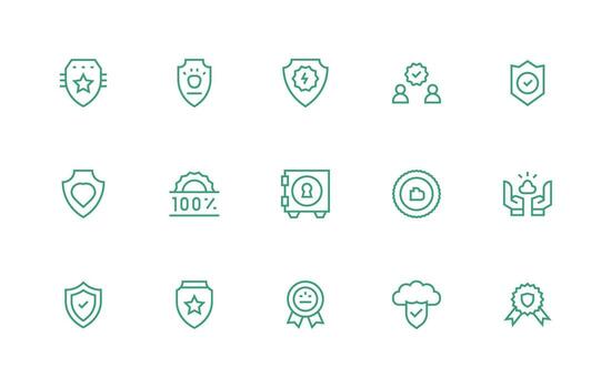 15 regular línea diseños para fiabilidad íconos esencial icono conjunto para equipos vector