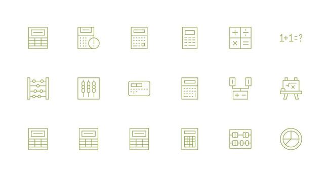 18 Icons for Arithmetic in Minimal Line Format Organized Glyph Icons for Fast Design vector