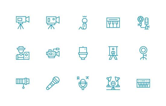 15 Regular Line Style Icons from Studio Collection Core Icon Collection for Daily Tasks vector