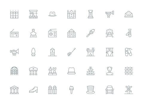 Classic Set with 35 Light Line Icons UI and UX Focused Icon Collection vector