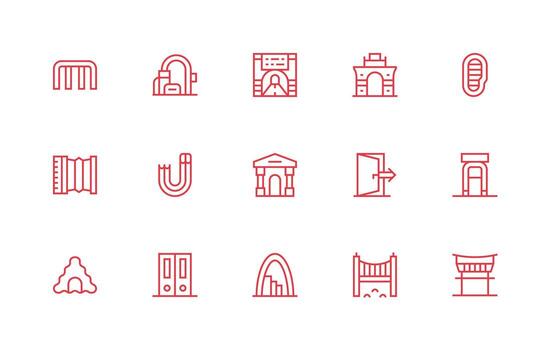 paso icono conjunto con 15 regular línea gráficos ui y ux enfocado icono colección vector