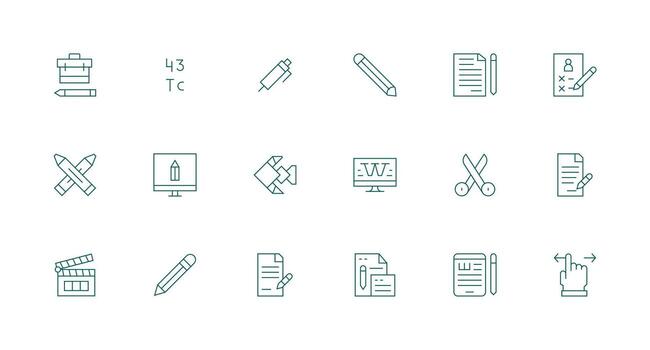 18 íconos para edición en mínimo línea formato simplificado icono paquete para visual herramientas vector