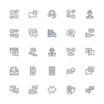 25 íconos para respuesta en medio carrera contorno formato de confianza íconos para todas interfaces vector