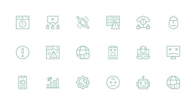 error diseño íconos presentando 18 en mínimo línea estilo aplicación icono paquete vector