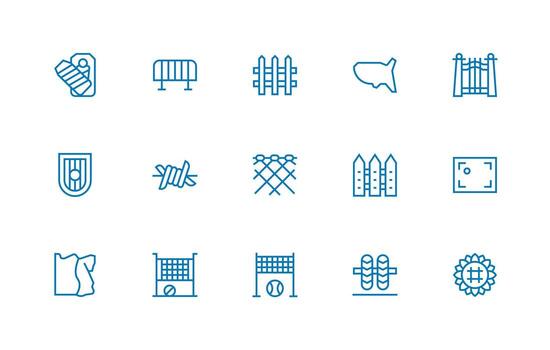 Boundary Set with 15 Regular Line Icons Minimal Icon Set for Interface Projects vector