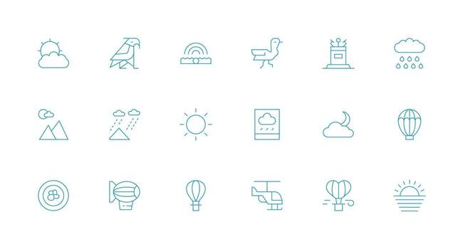 18 Minimal Line Style Icons from Sky Collection Dashboard Icon Series vector
