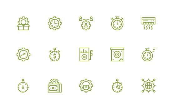 Efficiency Icon Collection with 15 Regular Line Designs Scalable Icons for All Themes vector
