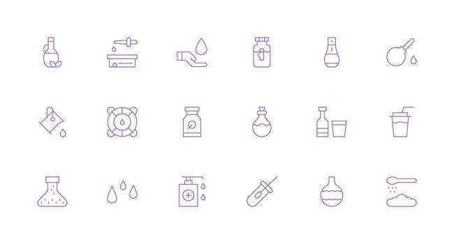 Liquid Icon Collection with 18 Minimal Line Designs Interface Icons for Daily Use vector