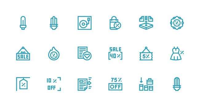Saving Icon Set with 18 Strong Stroke Line Graphics Minimal Icon Pack vector