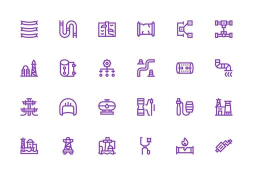 tubería icono conjunto con 24 grueso línea línea gráficos moderno icono conjunto vector