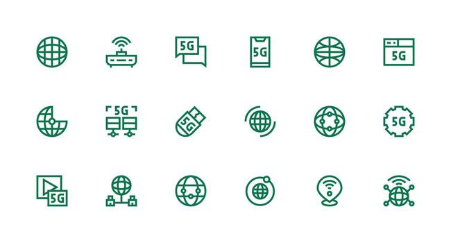18 Icons for Internet Access in Strong Stroke Line Format Compact Icon Pack vector