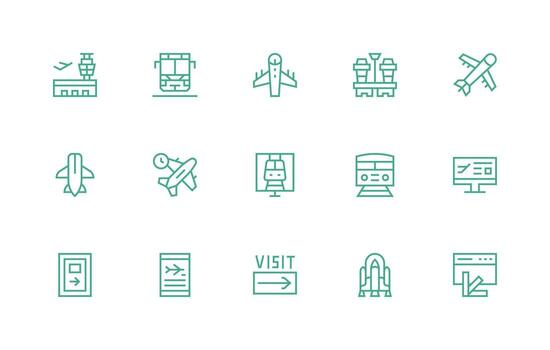 Regular Line Style Departure Icons with 15 Vectors Flexible Icon System for Web Interfaces
