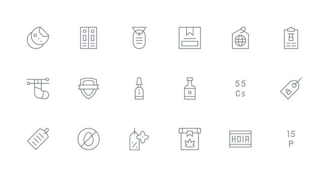 18 Minimal Line Icons for Label Graphics Neat Icon Set vector