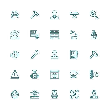 25 medio carrera contorno estilo íconos desde mantenimiento colección rápido acceso íconos para ui desarrollo vector