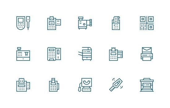 Regular Line Icons from Scanner Set with 15 Vectors Full Icon Library for UI Designers