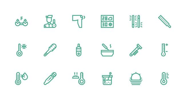 Strong Stroke Line Icons from Thermometer Set with 18 Vectors Complete Icon Bundle for Web Design
