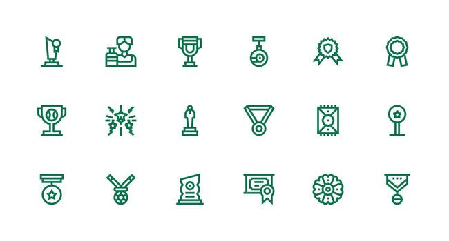 Accolade Visual Pack containing 18 Strong Stroke Line Icons Web and App Icon Pack Collection vector
