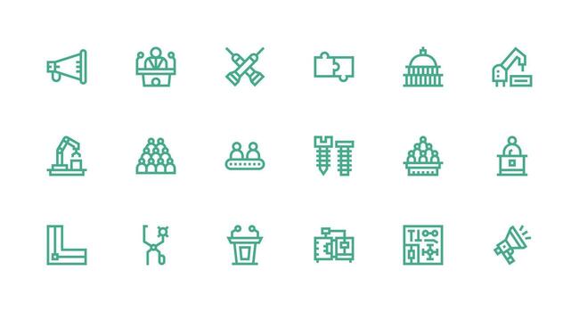 Assembly Visual Pack containing 18 Strong Stroke Line Icons Interface Icons for Daily Use vector