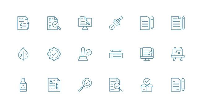 Correct Icon Set with 18 Minimal Line Graphics Complete Icon Bundle for Web Design vector