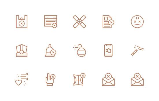 15 íconos para cancelar en regular línea formato multi-estilo icono colección vector