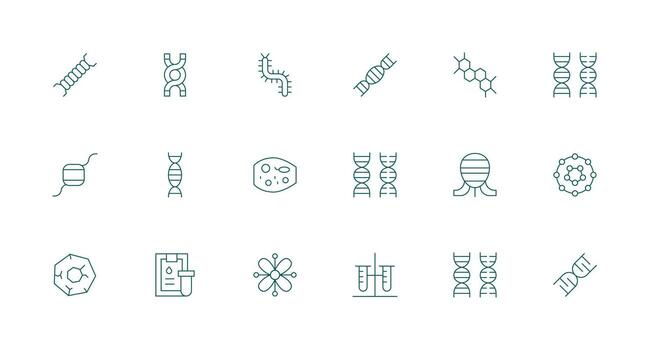 Biochemistry Icon Set with 18 Minimal Line Graphics Digital Icon Collection vector