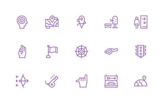 Direction Icon Set with 15 Regular Line Graphics Compact Icon Pack vector