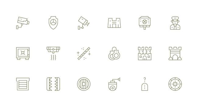 Security System including 18 Minimal Line Illustrations General Use Icon Pack vector