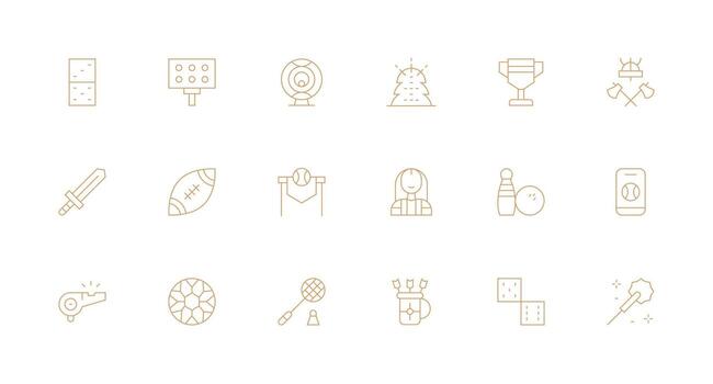 18 Icons for Game in Minimal Line Format Glyph Icon Series vector