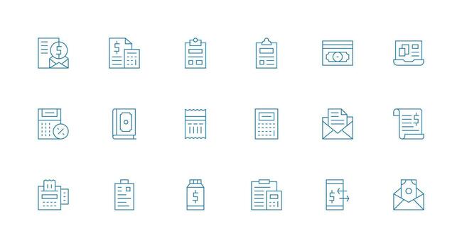 18 Minimal Line Style Icons from Invoice Collection Organized Pack for Project Assets vector
