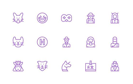 Character Icon Collection with 15 Regular Line Designs Multi-Purpose Icon Set vector