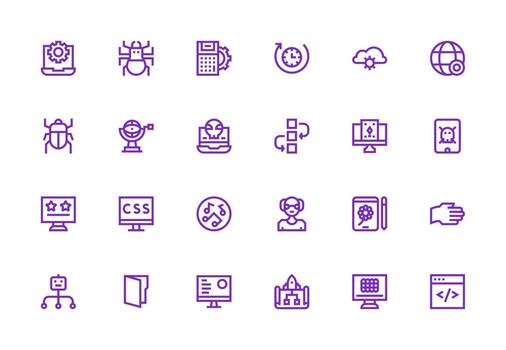 Thick Line Line Icons from Software Set with 24 Vectors Detailed Icon Collection for Design Systems