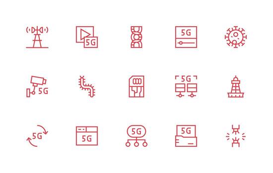 Cellular Set with 15 Regular Line Icons Creative Icon Set vector
