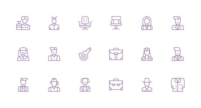 18 íconos para ejecutivo en mínimo línea formato claro y conciso icono conjunto colección vector