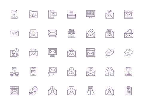 35 ligero línea estilo íconos desde bandeja de entrada colección estilo icono conjunto vector