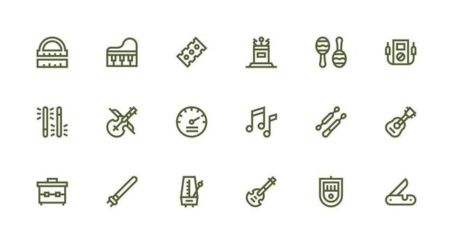 Instrument including 18 Strong Stroke Line Illustrations Neatly Designed Icons for Web Platforms vector