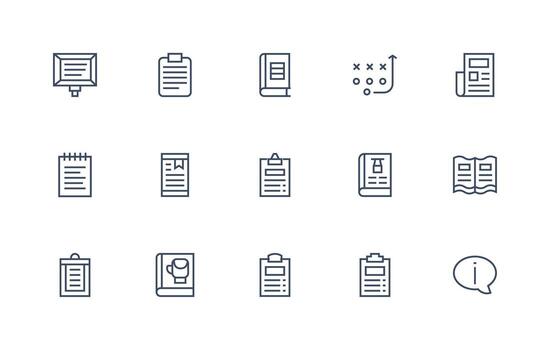 Regular Line Style Instructions Icons with 15 Vectors Scalable Icons for Cross-Platform Interfaces