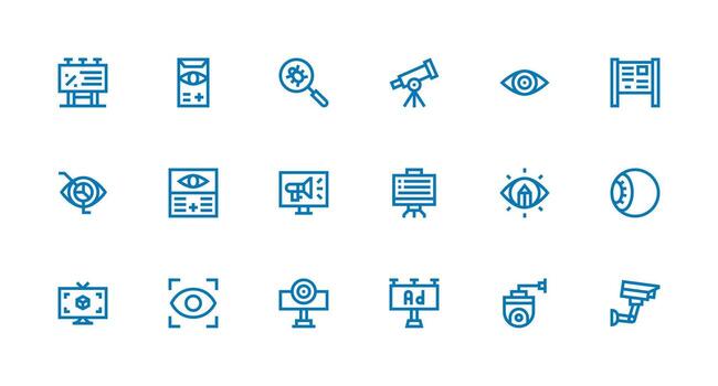 Visual including 18 Strong Stroke Line Illustrations Dashboard Icon Series vector