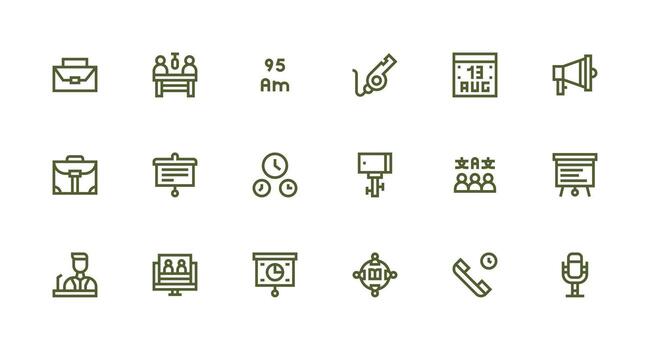 18 Strong Stroke Line Icons for Meeting Graphics Interface Icons for Daily Use vector