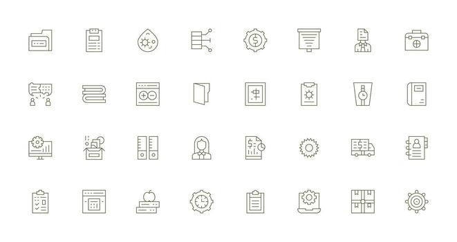 32 íconos para administración en Delgado línea formato escalable íconos para todas temas vector