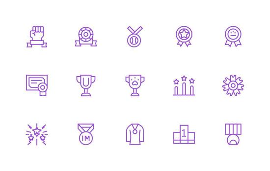 Award Icon Set with 15 Regular Line Graphics Icon Collection Set vector