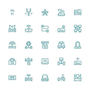 25 íconos para enrutador en medio carrera contorno formato organizado paquete para proyecto bienes vector