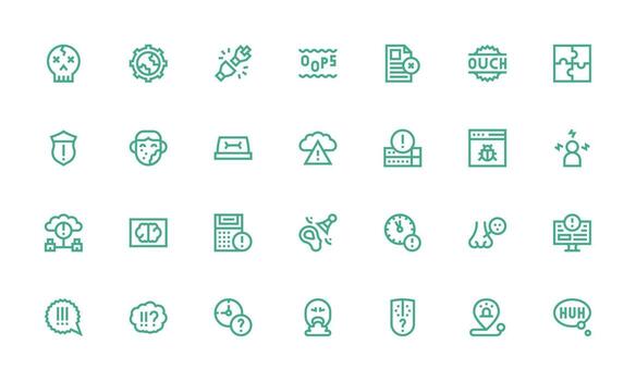negrita línea estilo problema íconos con 28 vectores básico icono serie