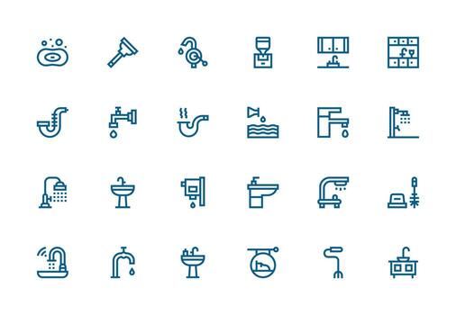 Thick Line Line Icons from Faucet Set with 24 Vectors Interface Icons for Daily Use